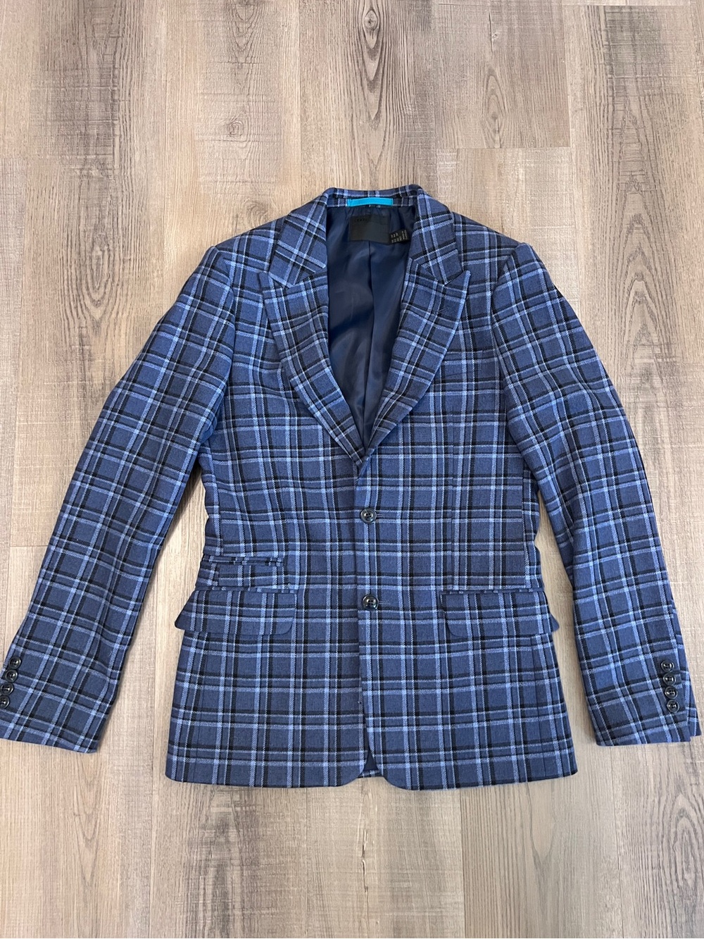 ASOS Men’s Blue Plaid Wool Blend Blazer
